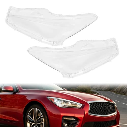 Driver & Passenger Side Headlight Cover Headlamp Lens For Infiniti Q50 2014-2017