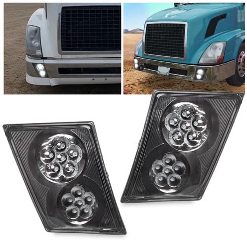 Pair Fog Light Set For Volvo VNL/VN 2003-2017 Daytime Running Lamps with 12 LED