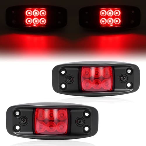 Rear Red Lens Black Housing LED Side Marker Lights For Military Truck