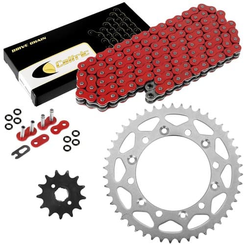 Red O-Ring Drive Chain W/Front Rear Sprockets Kit for Honda XR200R 1986-2002