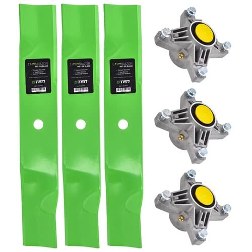 Spindle High Lift Blade Kit for Cub Cadet 54 Inch Cut Deck Z-force S54 Zero-Turn