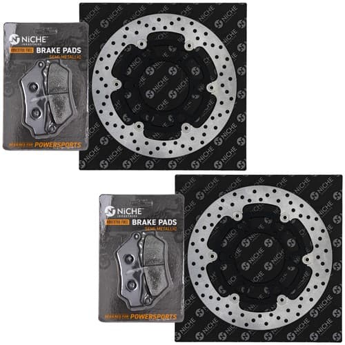 NICHE Front Brake Rotor Pad Kit for BMW 34112345445 34117713131 Semi Metallic