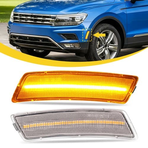 Clear Lens Amber LED Side Marker Lights For Volkswagen Tiguan 18-23 Beetle 12-19