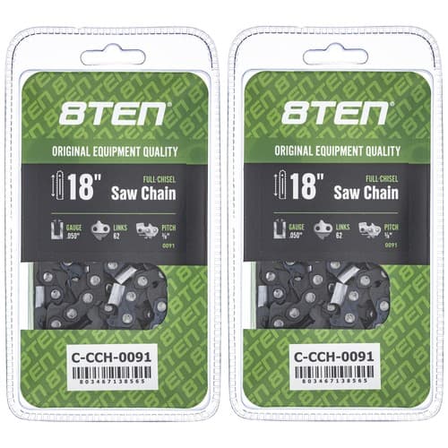 Chainsaw Chain 18 Inch .050 3/8 62DL for Echo CS-400 CS400 CS370 CS-370 2-Pack