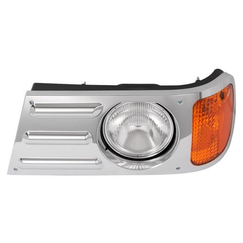 For Mack Granite CV713 Truck Left Chrome Headlight W/Corner Light+Bezel+Bulb