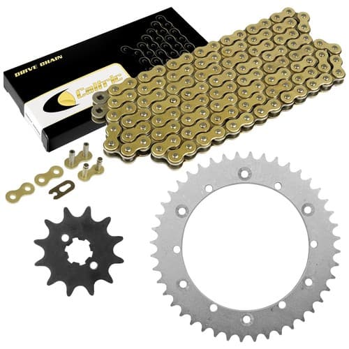 Drive Chain  and Sprockets Kit for Yamaha IT175 1980-1983 IT200 1984-1986 Gold