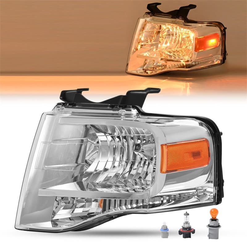 Left For Ford Expedition 2007-2014 Headlight W/bulbs Amber Reflector 7L1Z13008BB