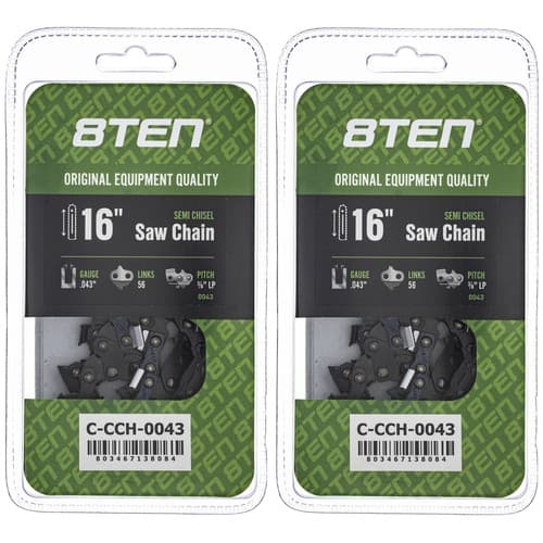Chainsaw Chain 16 Inch .043 3/8 LP 56DL for Greenworks Brushless 40V 2-Pack