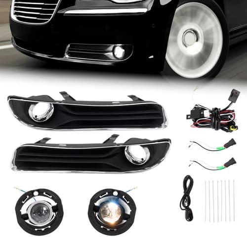 For 2011-2014 Chrysler 300 Smoke Projector Bumper LED Fog Lights w/ Switch+Bezel