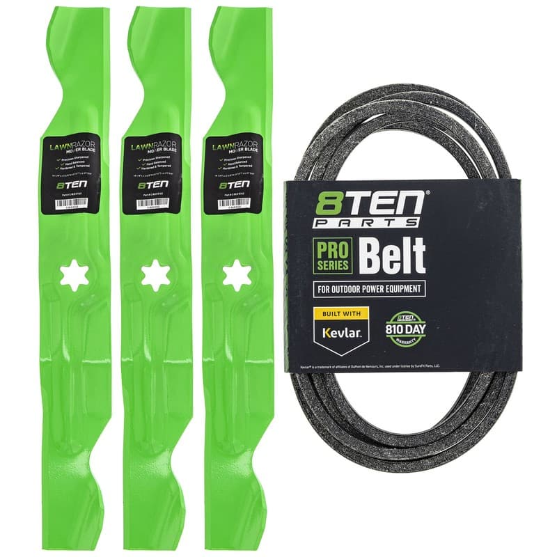 Mower Blades & Deck Belt Kit for Cub Cadet RZT50 RZT22 KW RZT-50 RZT-22 KH VT