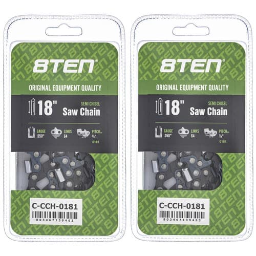 Semi Chisel Chainsaw Chain 18 Inch .050 3/8 64DL for Echo Jonsered Makita 2 Pack