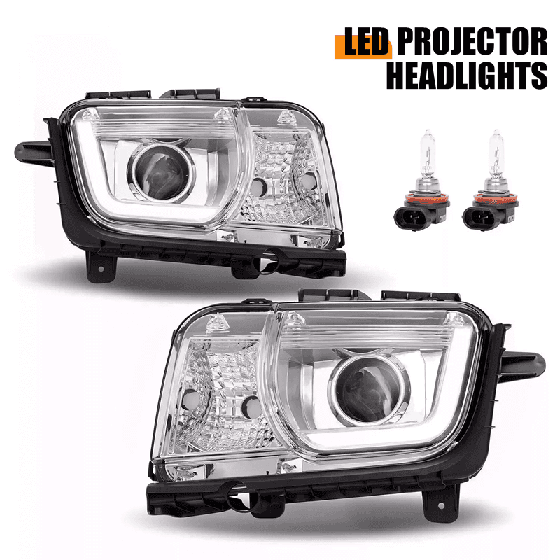 LED Projector Headlights Chrome For Chevrolet Camaro 2010 2011 2012 2013 Pair