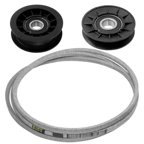 2 Idler Pulleys with V-Belt Kit For John Deere L1742 Scotts 14.542GS Sabre