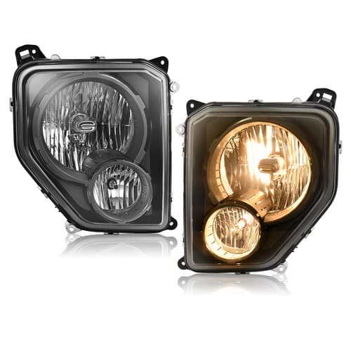 Left Right Side For 2008-2012 Jeep Liberty Black Headlights w/ Fog Lamp +Bulbs
