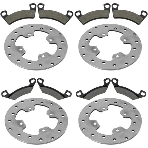 Front and Rear Brake Disc Rotors with Brake Pads for John Deere RSX860i Gator