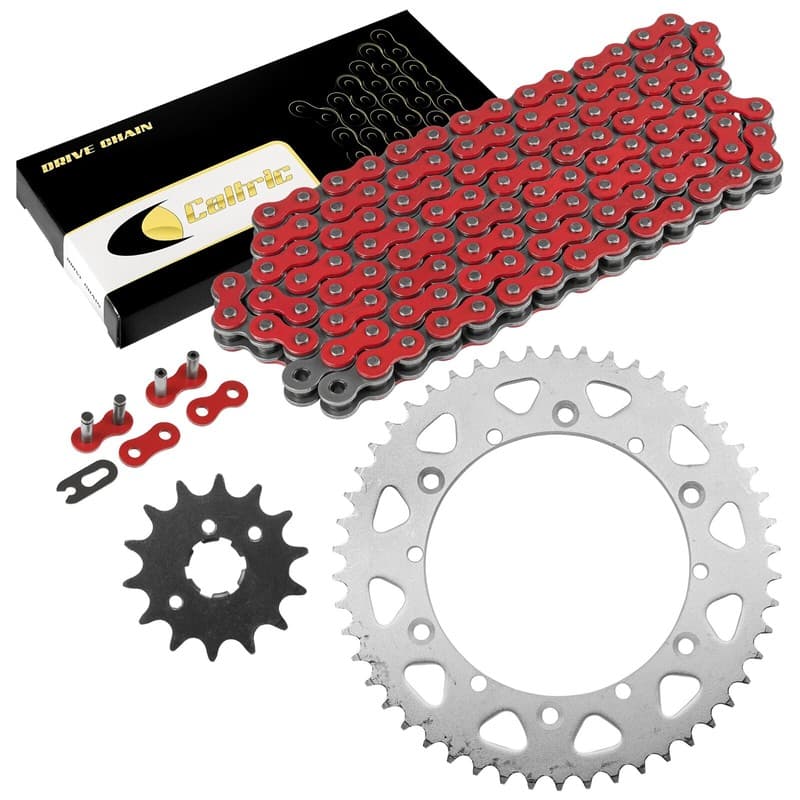 Red Drive Chain And Sprocket Kit for Yamaha YZ250 1977 1978 1985 1986 1998