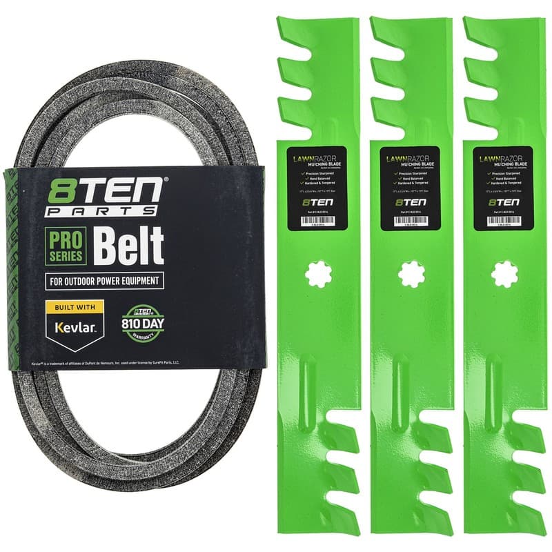 8TEN Blade Belt Kit for John Deere LA130 LA140 LA145 D140 D160 48 Inch GX21784