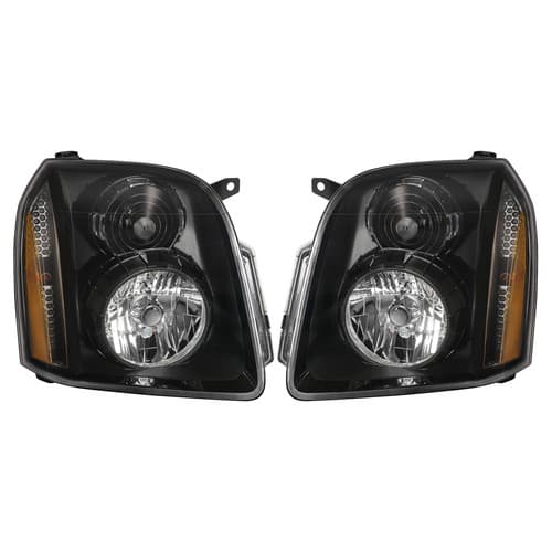 Left & Right Black Housing Headlight For 2007-2014 GMC Yukon Denali XL 1500 2500