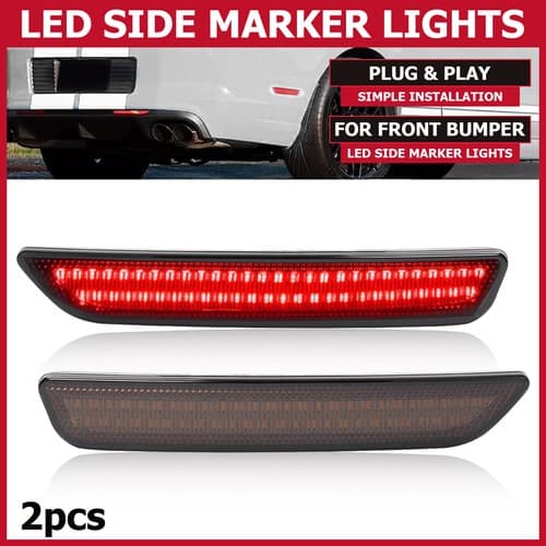 2PCS Smoke Replacement Red Rear LED Side Marker Light For Ford Mustang 2010-2014