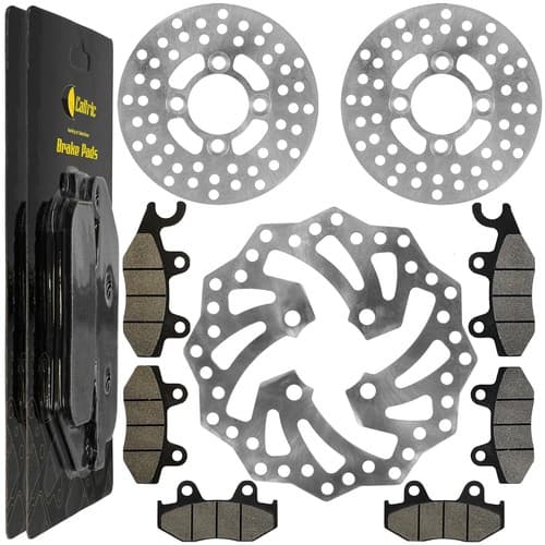 Front and Rear Brake Disc Rotor w/ Pads for Yamaha YFZ450R / YFZ450RSE 2009-2026