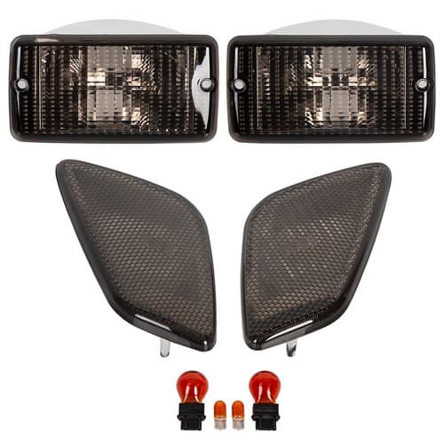Pair Side Marker Lights Bumper Signal Fender Smoke For Jeep Wrangler TJ 1997-06