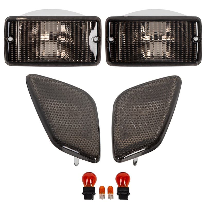 Pair Side Marker Lights Bumper Signal Fender Smoke For Jeep Wrangler TJ 1997-06