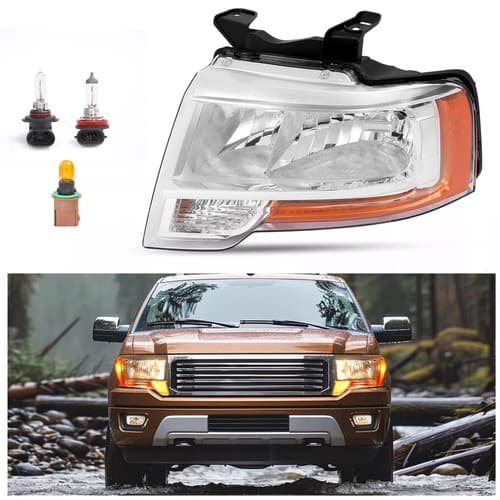 For Ford Expedition 2015-2017 Reflector Headlight Halogen+LED w/Bulb Driver Side