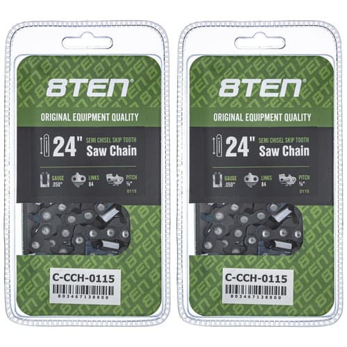 Semi Chisel Skip Tooth Chainsaw Chain 24 Inch .050 3/8 84DL for Stihl 2 Pack