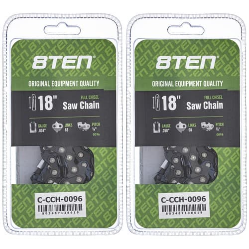 Full Chisel Chainsaw Chain 18 Inch .058 3/8 68DL for Husqvarna Jonsered 2 Pack