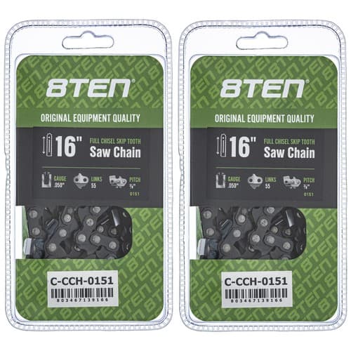 Full Chisel Skip Tooth Chainsaw Chain 16 Inch .050 3/8 55DL for Stihl 2 Pack