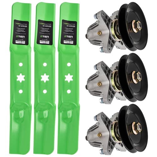 Spindle High Lift Blade Kit for Cub Cadet MTD 50 Inch Cut Deck RZT L50 LX50