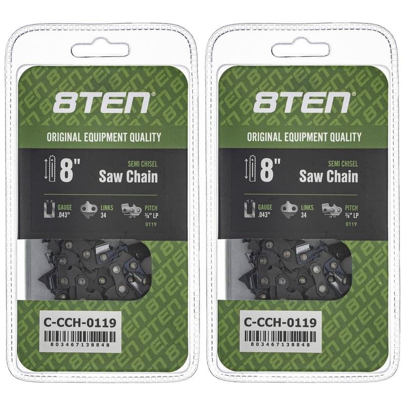 Chainsaw Chain 8 Inch .043 3/8 LP 34DL for Black and Decker 818 CCS NPP 2-Pack