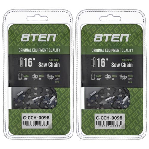 Full Chisel Chainsaw Chain 16 Inch .058 .325 66DL for Husqvarna Poulan 2 Pack