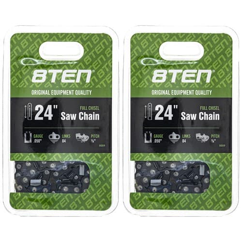 8TEN Chainsaw Chain for 24 Inch .050 3/8 84DL Stihl Husqvarna 455 Rancher 2 Pack