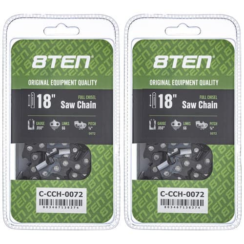 Full Chisel Chainsaw Chain 18 Inch .050 3/8 66DL for Echo Stihl Poulan 2 Pack
