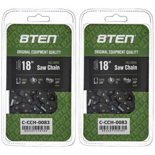 Full Chisel Chainsaw Chain 18 Inch .058 .325 72DL for Husqvarna Jonsered 2 Pack