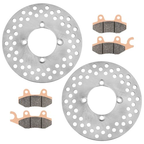 Front Left Right Brake Disc Rotor Pad For Yamaha Rhino 700 YXR700 4X4 2008-13