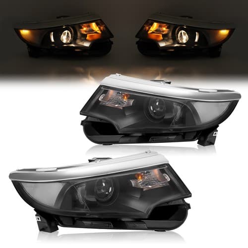 Black 5 Plugs Projector Headlight For Ford Edge 2011-2014 Driver Passenger Side