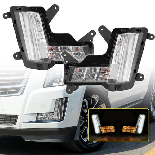 For Cadillac Escalade 2015-2020 Pair LED Fog Light Signal Lamp W/Crash Brake