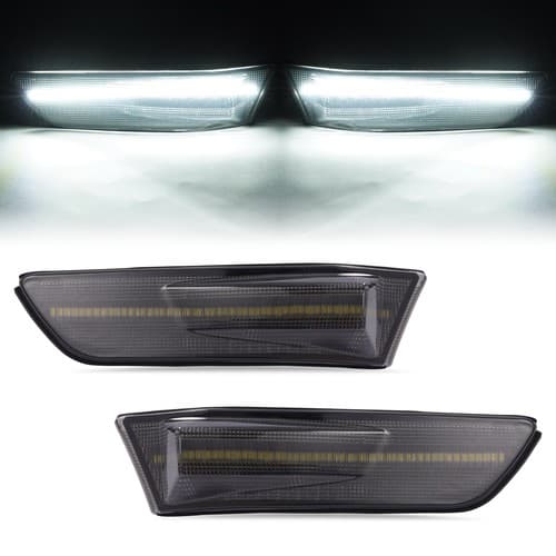 Front White LED Side Marker Lights For Nissan Skyline V35 Coupe 2002 03-07 Smoke