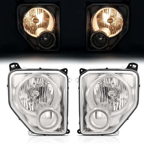 Pair Headlight W/Bulb For JEEP Liberty 2008-2012 Halogen Lamps W/O Fog Light