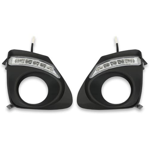 Pair For Toyota Corolla 2011 2012 2013 LED DRL Fog Lights Driving Lamps w/Bezel