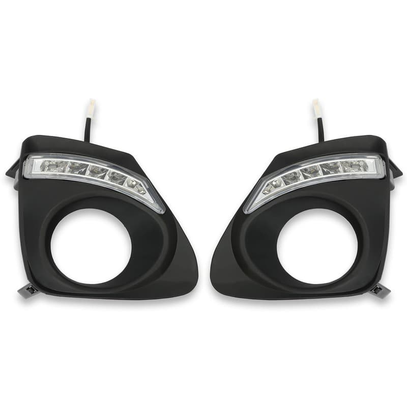 Pair For Toyota Corolla 2011 2012 2013 LED DRL Fog Lights Driving Lamps w/Bezel