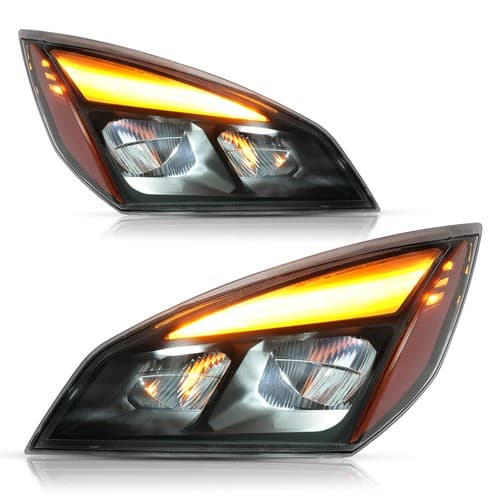 Full LED Black Headlight Headlamp For Freightliner Cascadia 2018-2025 LH+RH Side