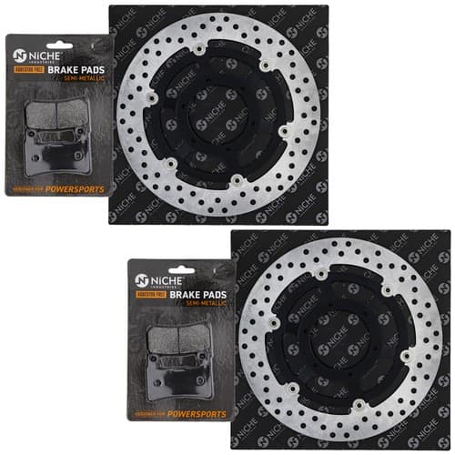 NICHE Front Brake Pad Rotor Kit for Honda RVT1000R 06455-MBW-016 Semi Metallic