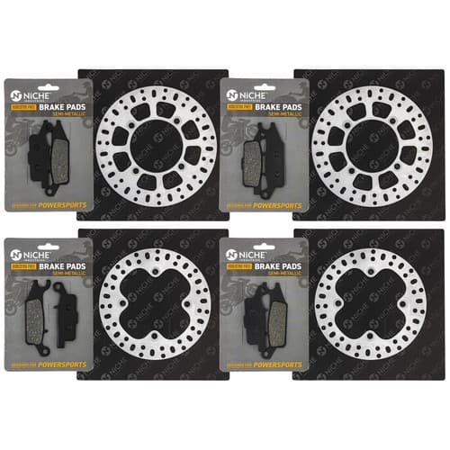 NICHE Front Rear Brake Rotor Pad Kit for Yamaha Grizzly 700 550 Semi Metallic