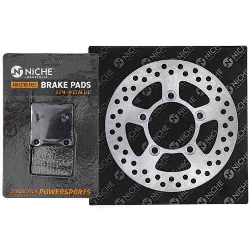 NICHE Rear Right Brake Rotor Pad Kit for Kawasaki 43082-1257 Semi Metallic