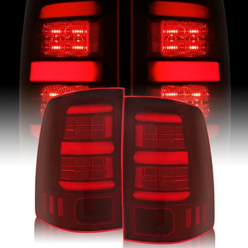 Full LED Tube Tail Lights Brake Lamps Red For Dodge Ram 1500 2500 3500 2009-2018