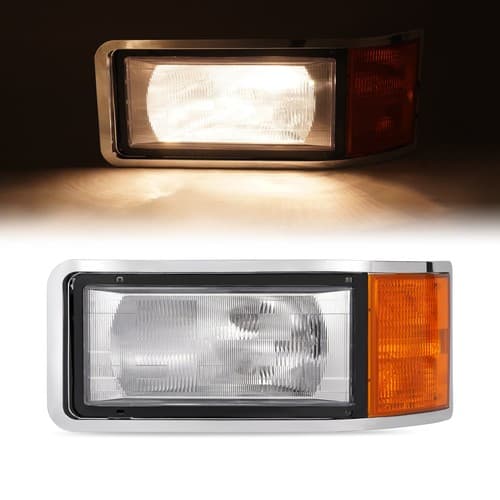 Left Side Headlight+Headlight Bezel For Mack CL600/700 CH 1990-2007 w/Bulb