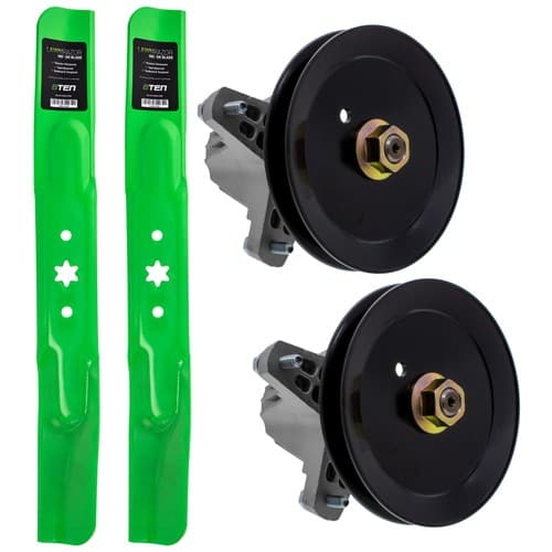 Mower Blades & Deck Spindles Kit for Troy-Bilt 42 Pony Bronco TB42 42T 7-Speed